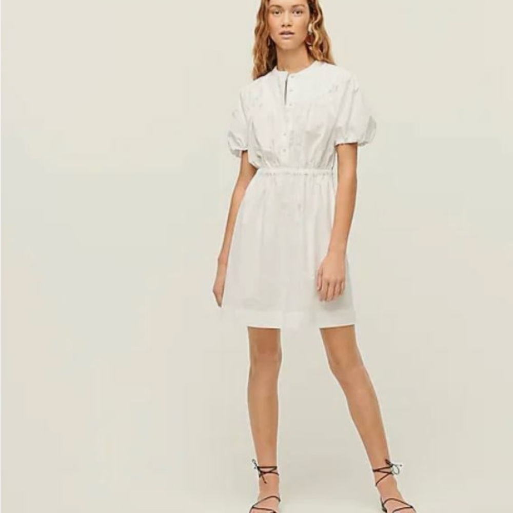 J. Crew White Mini Dress with Puff Sleeves